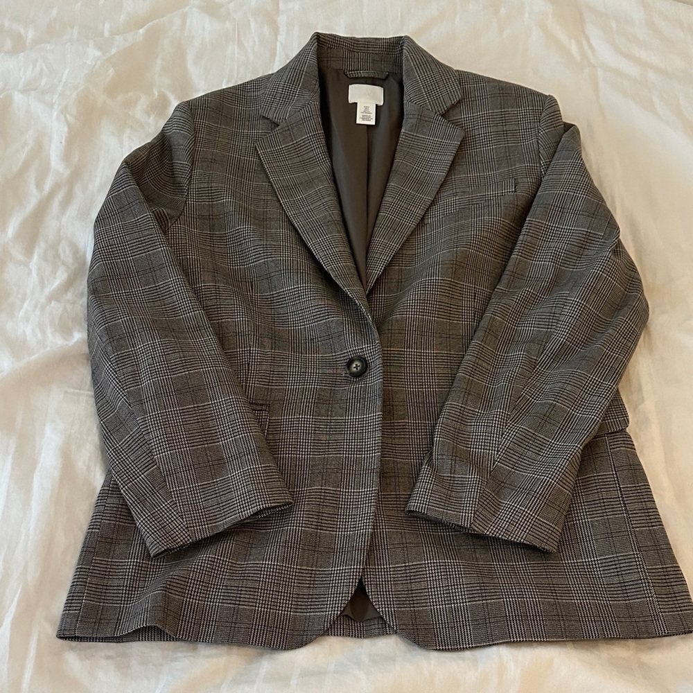 H&M WOMENS OVERSIZED PLAID BLAZER S